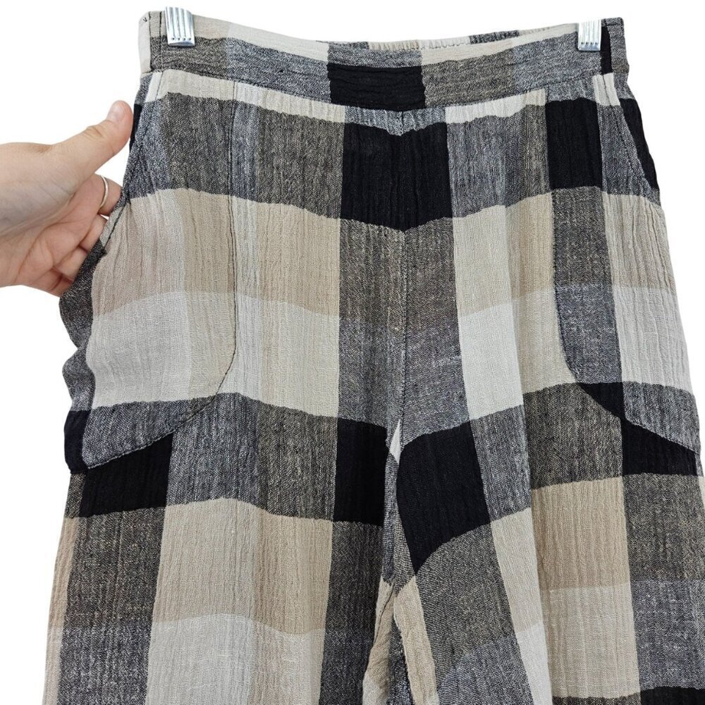 Habitat Liv By Habitat Linen Plaid Lantern Pants Women’s Size XS Lagenlook Artsy - Picture 3 of 11
